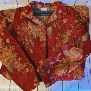 Womens Winter Long Sleeve Vintage Coat Isabellas Journey Red Floral Size Large